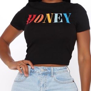 NWT fashion nova sweetest honey crop shirt